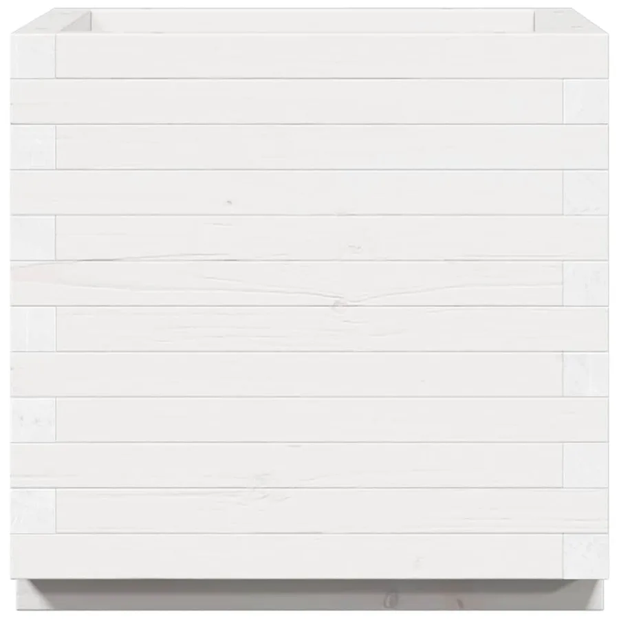 Jardinière blanc 50x50x49,5 cm bois de pin massif - 6