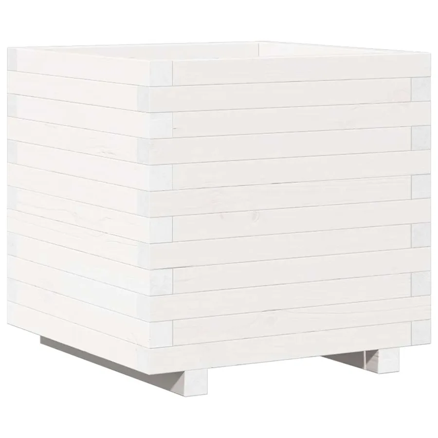 Jardinière blanc 50x50x49,5 cm bois de pin massif - 7