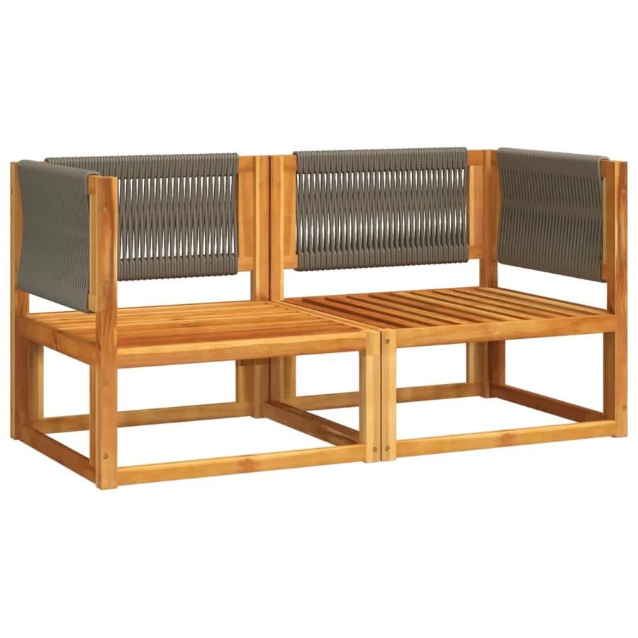 Canapés d'angle de jardin avec coussins 2 pièces Bois d'acacia et corde - 3