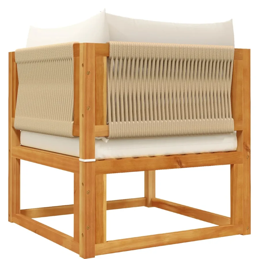 Ensemble de canapés de jardin 4 pièces avec coussins en bois d'acacia et corde - 8