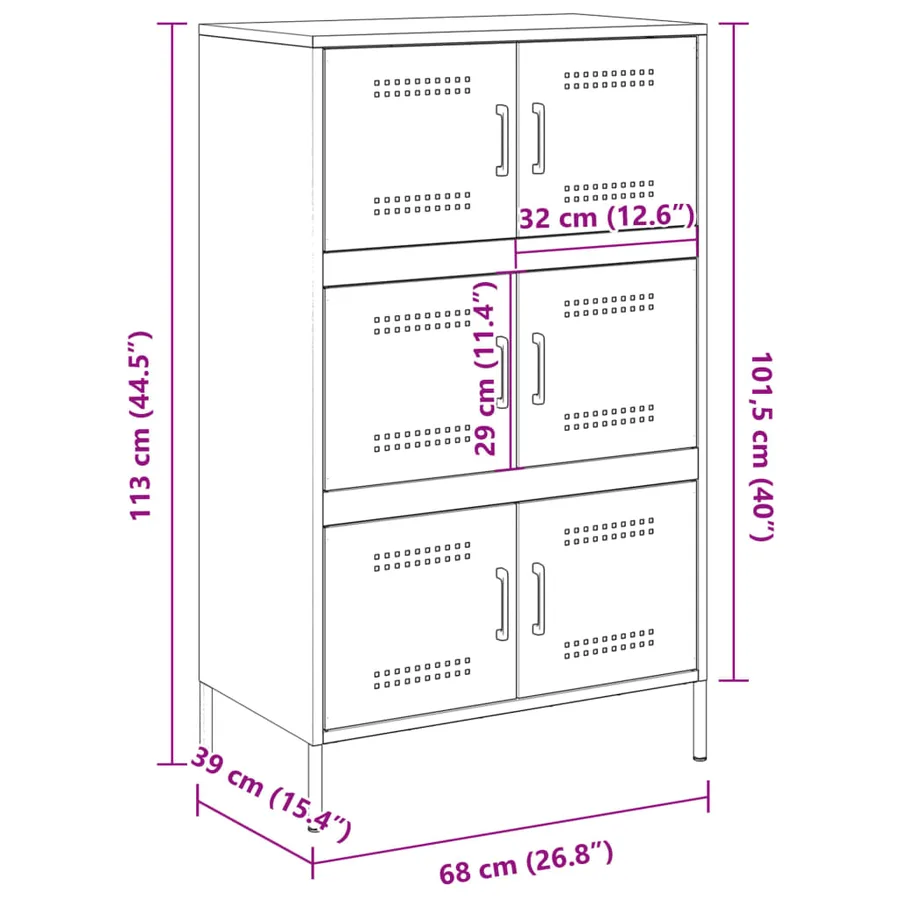 Buffet haut blanc 68x39x113 cm acier - 13