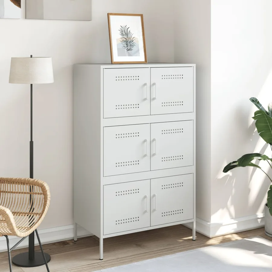 Buffet haut blanc 68x39x113 cm acier - 3