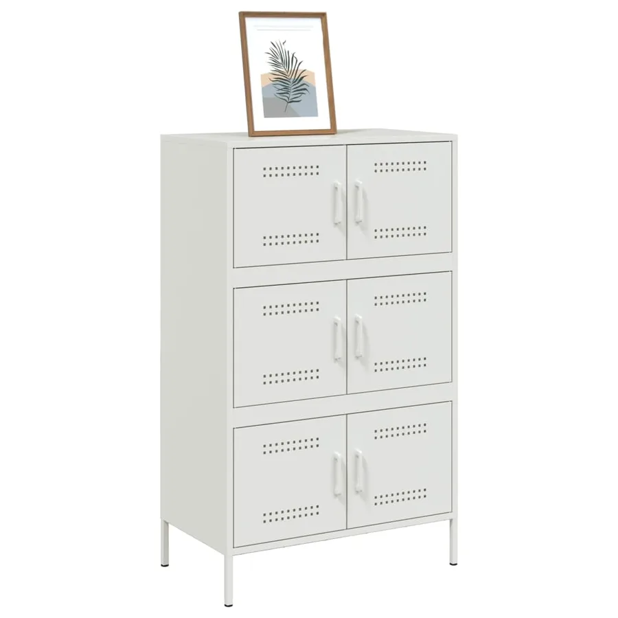 Buffet haut blanc 68x39x113 cm acier - 4