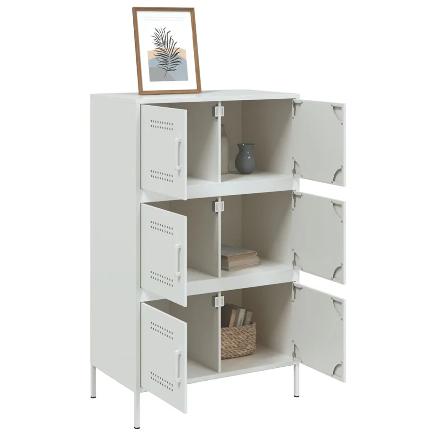 Buffet haut blanc 68x39x113 cm acier - 5