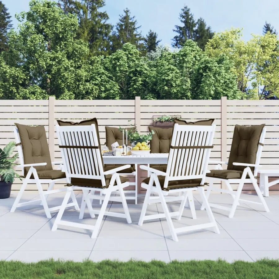 Coussins de chaise à dossier haut lot de 6 taupe mélangé tissu - 3