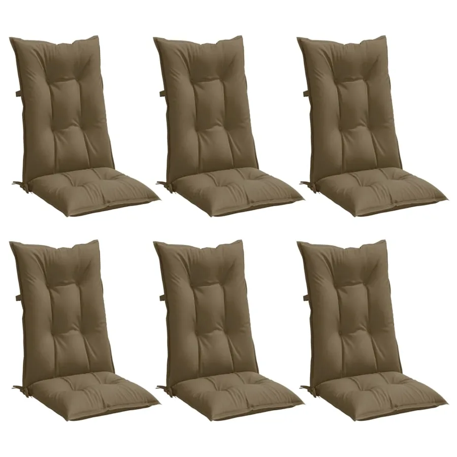 Coussins de chaise à dossier haut lot de 6 taupe mélangé tissu - 4