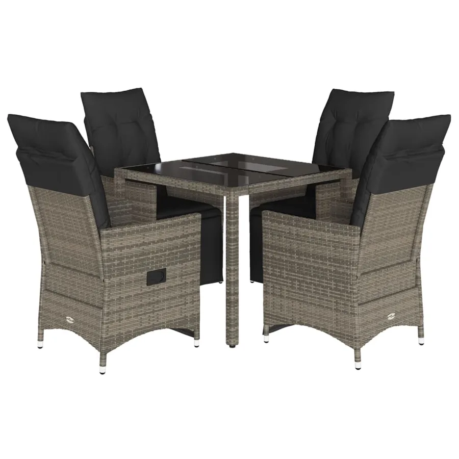 Ensemble de bistro de jardin 5 pcs coussins gris poly rotin - 2