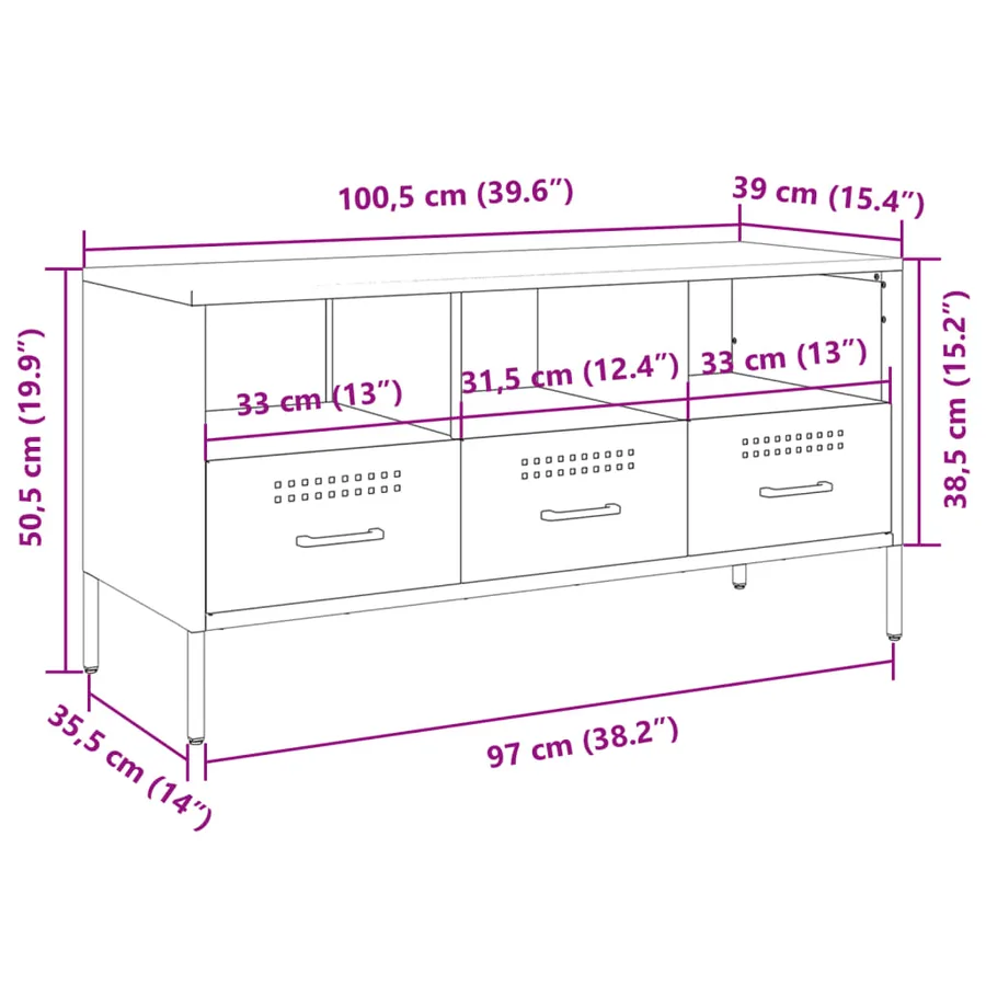 Meuble TV blanc 100,5x39x50,5 cm acier - 13