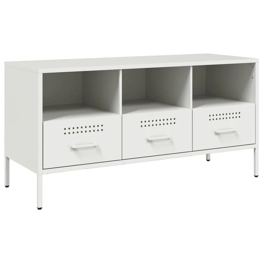 Meuble TV blanc 100,5x39x50,5 cm acier - 2