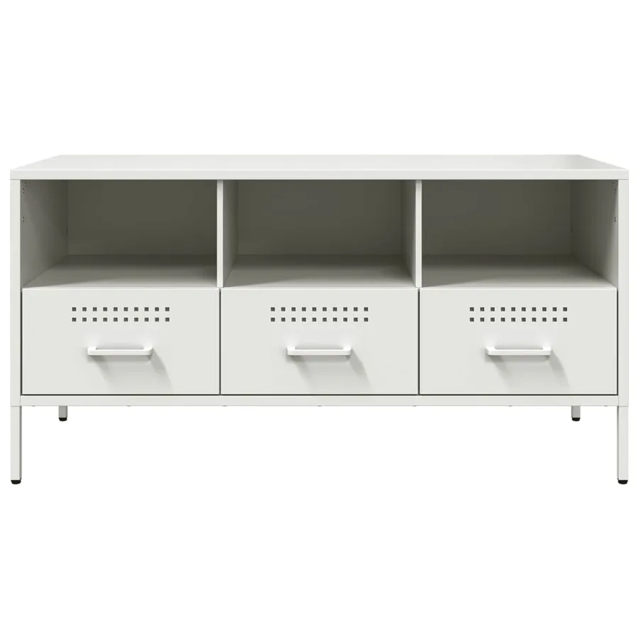 Meuble TV blanc 100,5x39x50,5 cm acier - 6