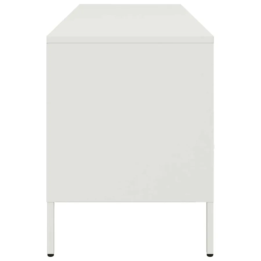 Meuble TV blanc 100,5x39x50,5 cm acier - 7