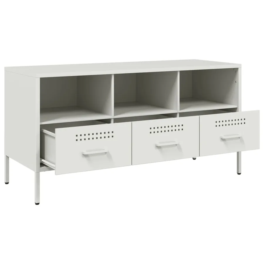Meuble TV blanc 100,5x39x50,5 cm acier - 9