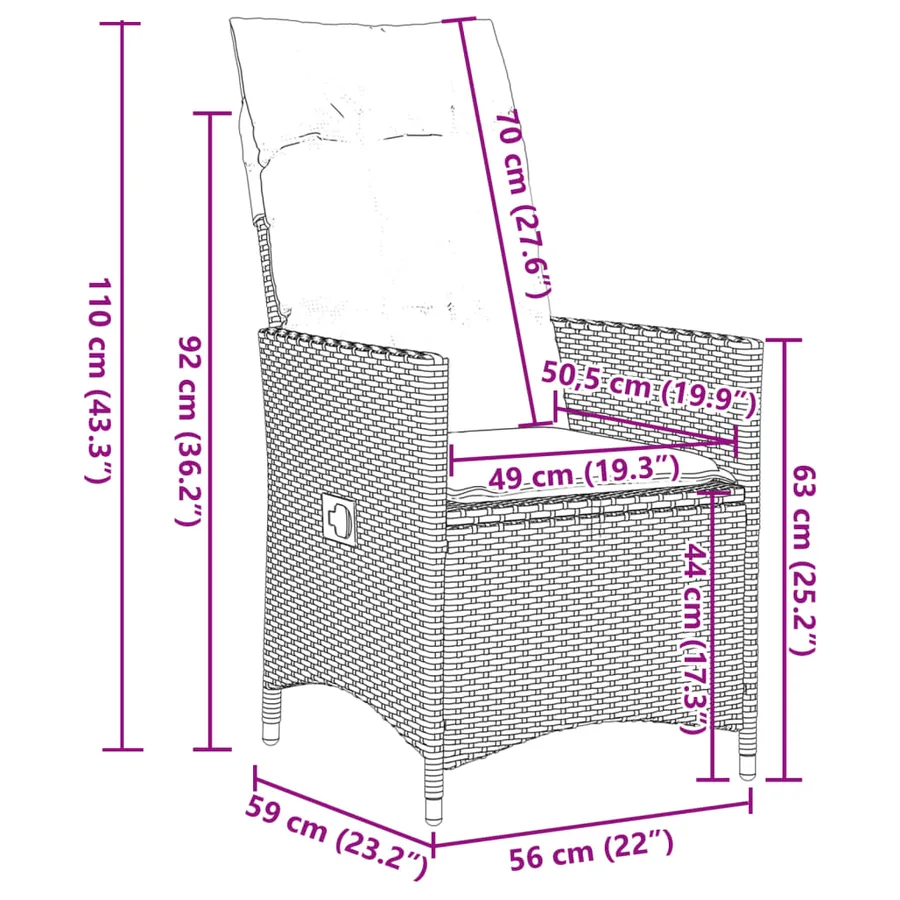 Ensemble à manger de jardin avec coussins 5pcs Beige poly rotin - 8