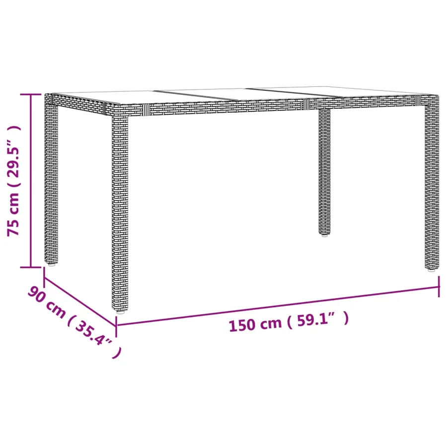 Ensemble à manger de jardin avec coussins 5pcs Beige poly rotin - 9