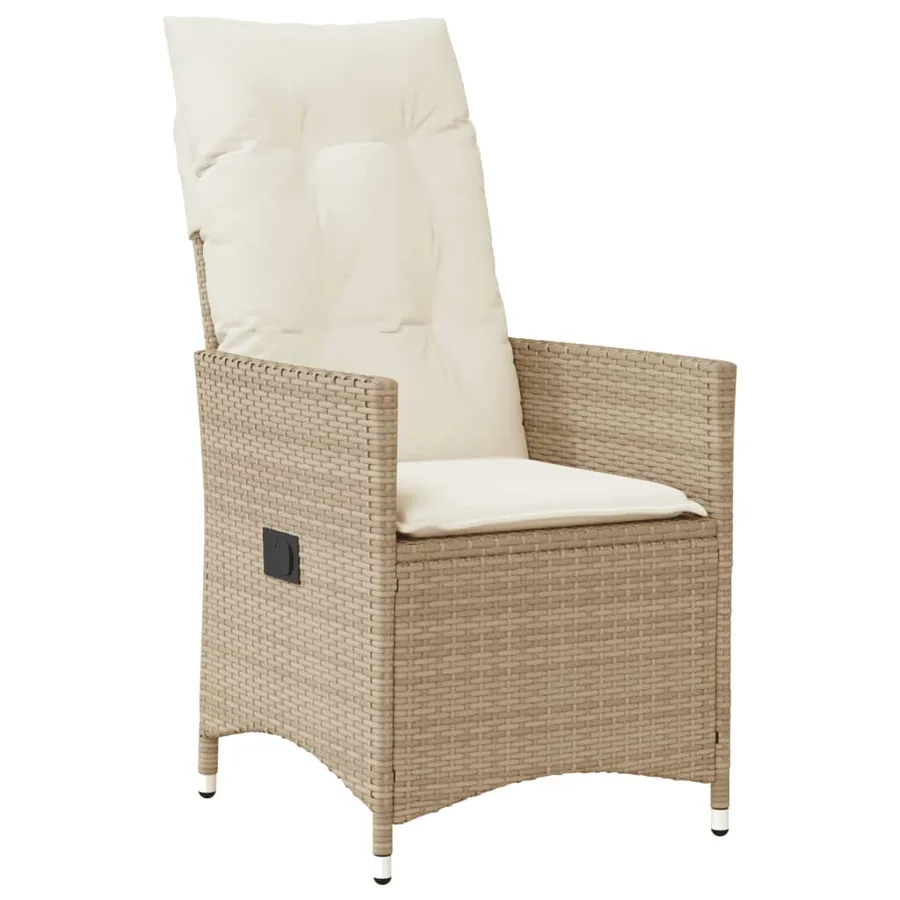 Ensemble à manger de jardin avec coussins 5pcs Beige poly rotin - 3