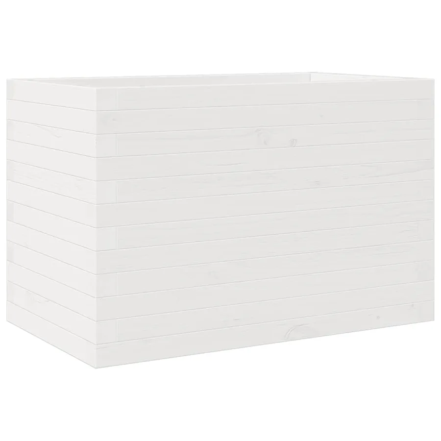 Jardinière blanc 70x40x45,5 cm bois de pin massif - 7