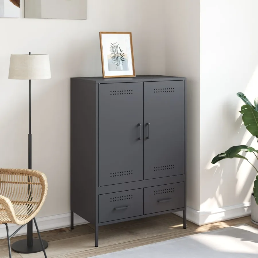 Buffet haut anthracite 68x39x101,5 cm acier - 3