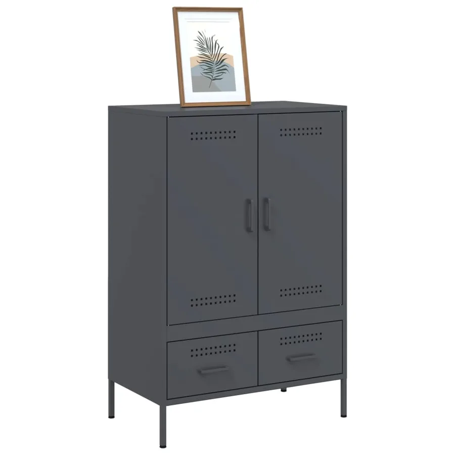 Buffet haut anthracite 68x39x101,5 cm acier - 4