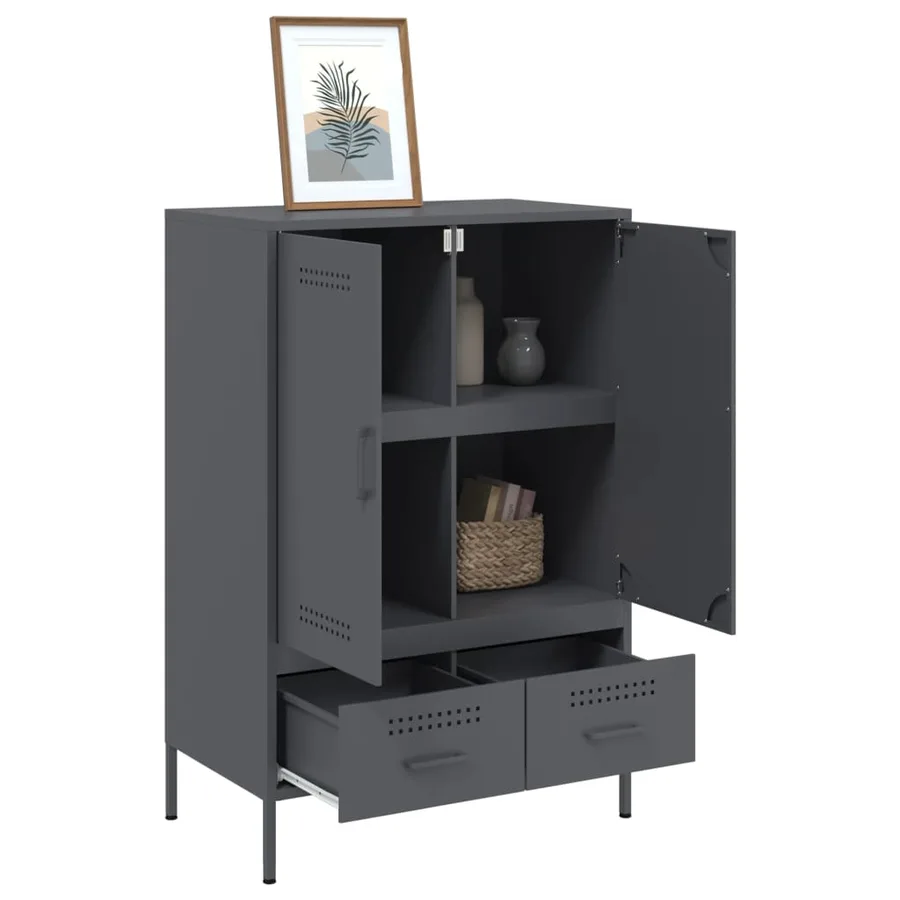 Buffet haut anthracite 68x39x101,5 cm acier - 5