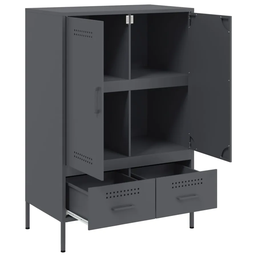 Buffet haut anthracite 68x39x101,5 cm acier - 9