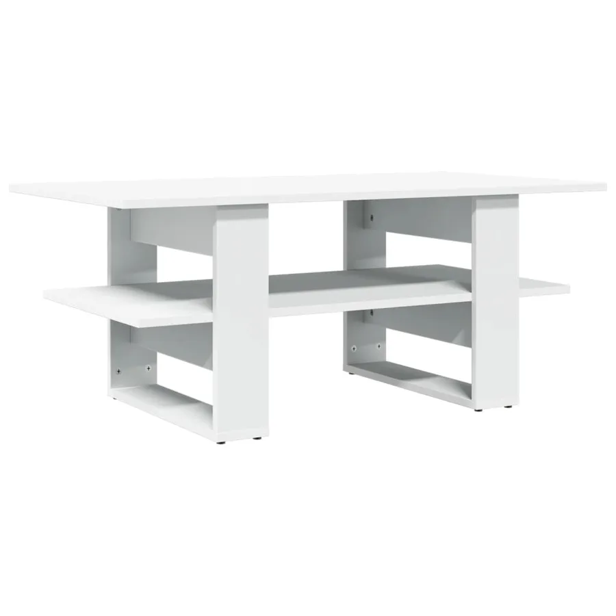 Table basse blanc 102x55x42 cm bois d'ingénierie - 2