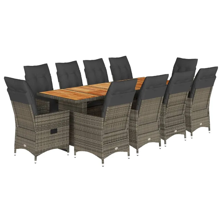 Ensemble de bistro de jardin 11 pcs coussins gris poly rotin - 2