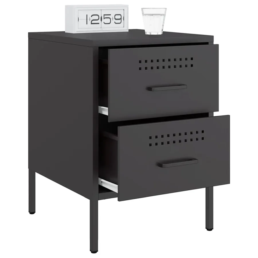 Tables de chevet 2 pcs noir 36x39x50,5 cm acier - 4