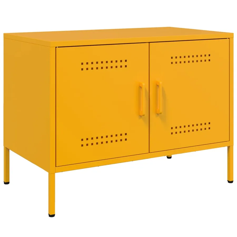 Meuble TV jaune moutarde 68x39x50,5 cm acier - 2