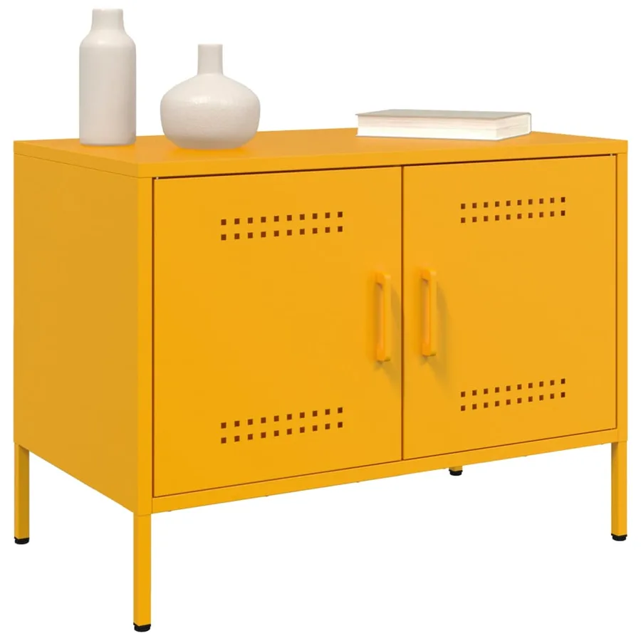 Meuble TV jaune moutarde 68x39x50,5 cm acier - 4