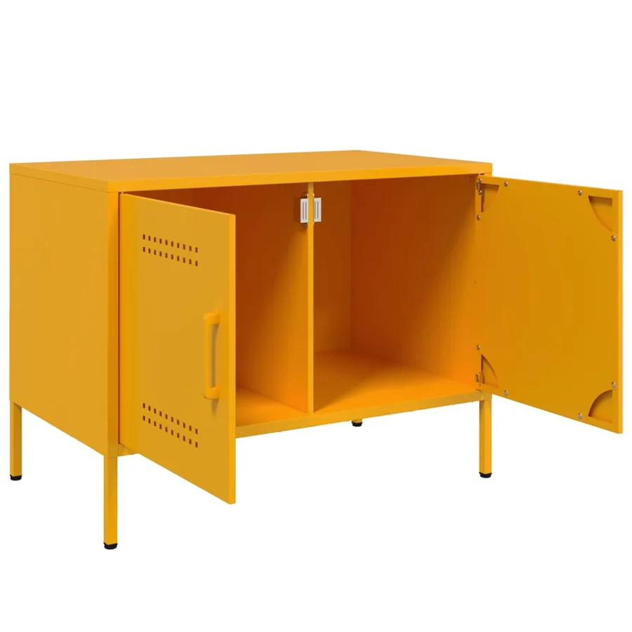 Meuble TV jaune moutarde 68x39x50,5 cm acier - 9