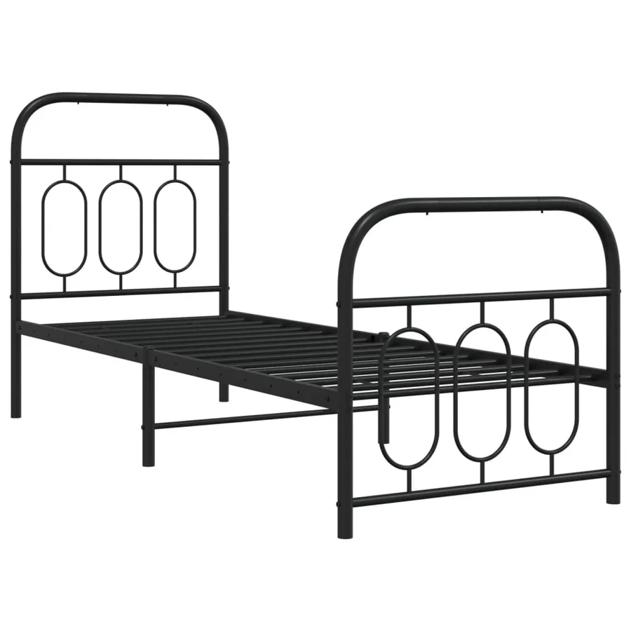 Cadre de lit métal sans matelas avec pied de lit noir 75x190 cm - 3