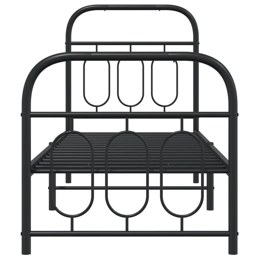 Cadre de lit métal sans matelas avec pied de lit noir 75x190 cm - 4
