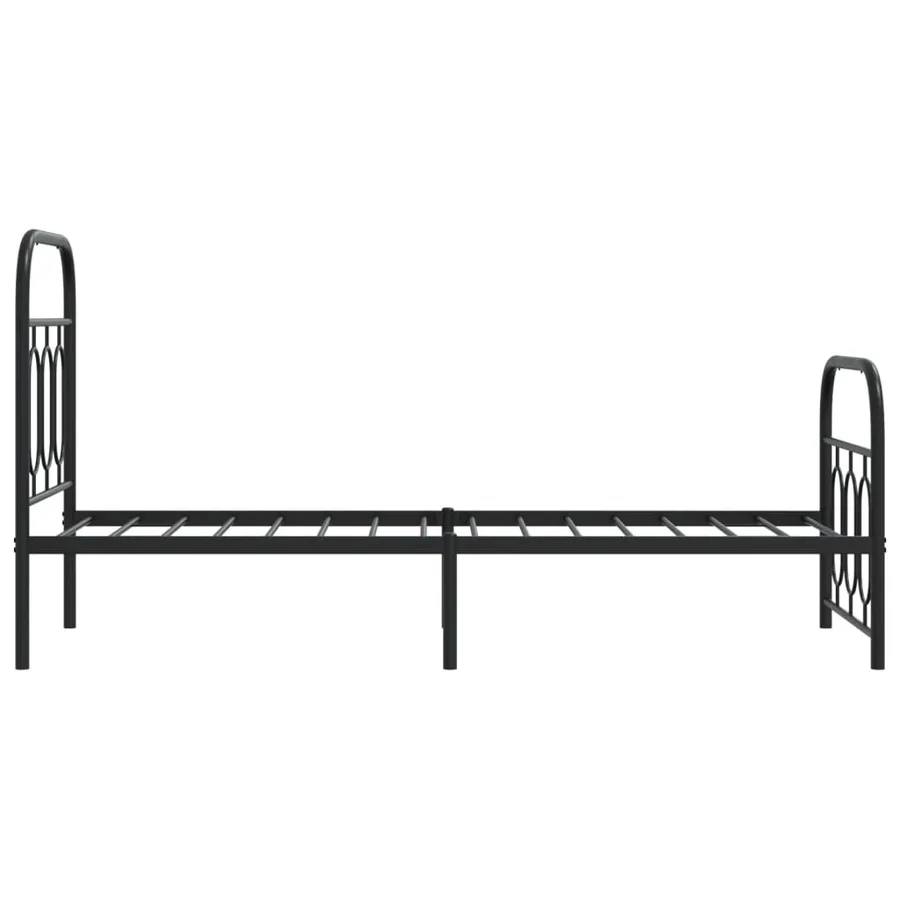Cadre de lit métal sans matelas avec pied de lit noir 75x190 cm - 5