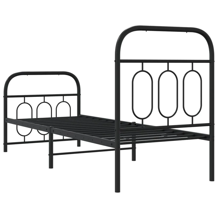 Cadre de lit métal sans matelas avec pied de lit noir 75x190 cm - 6