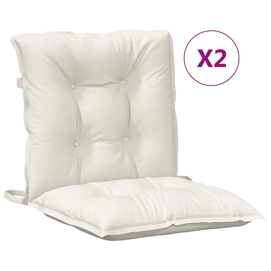 Coussins de chaise à dossier bas lot de 2 crème mélangé tissu - 2