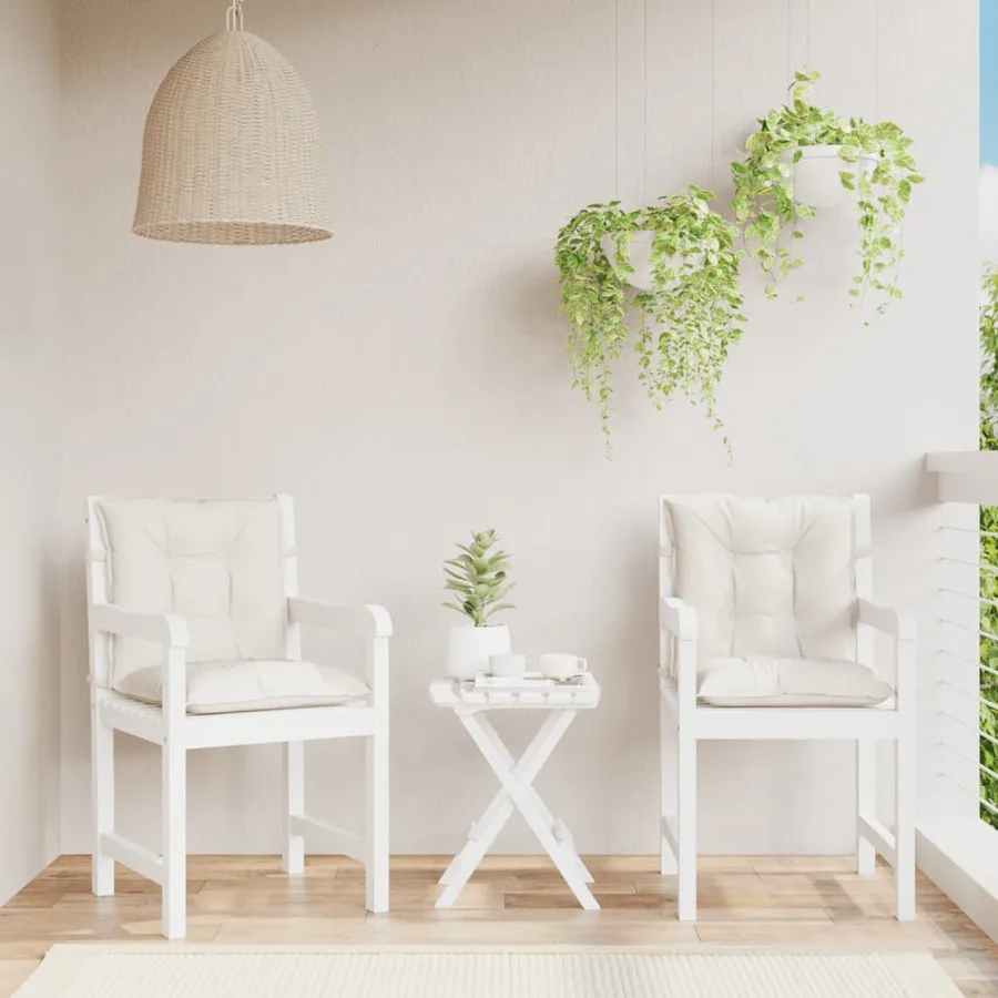 Coussins de chaise à dossier bas lot de 2 crème mélangé tissu - 3