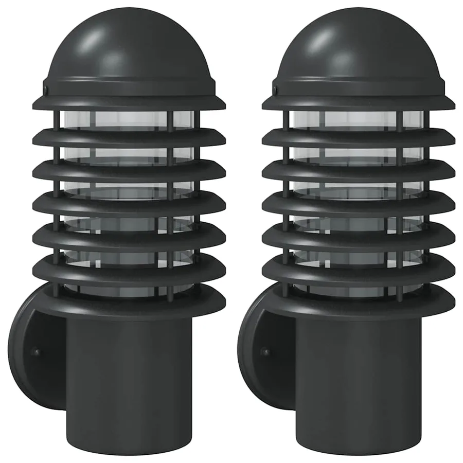 Appliques murales d'extérieur 2 pcs noir acier inoxydable - 2