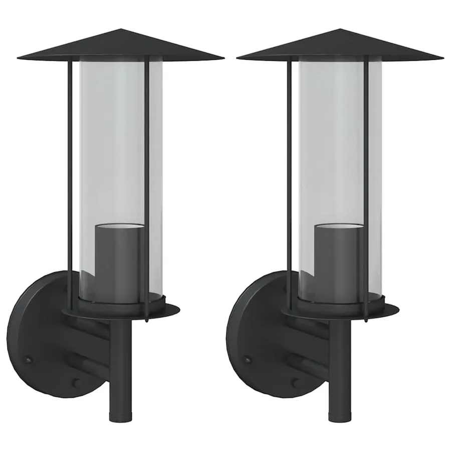 Appliques murales d'extérieur 2 pcs noir acier inoxydable - 2