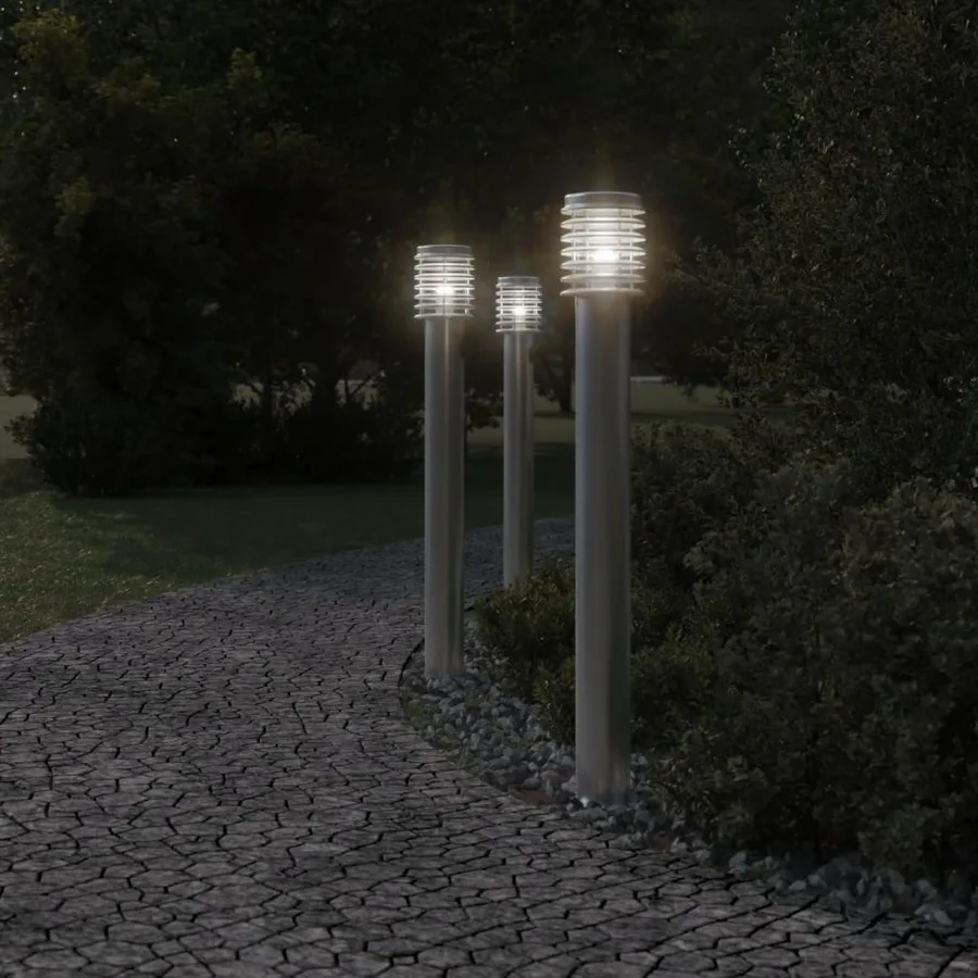 Lampadaire d'extérieur et sortie argenté 110cm acier inoxydable - 3