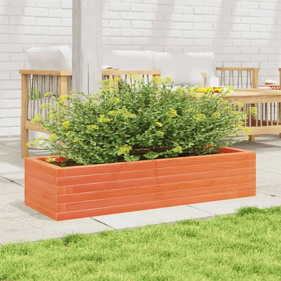 Jardinière cire marron 110x40x23 cm bois de pin massif - 3