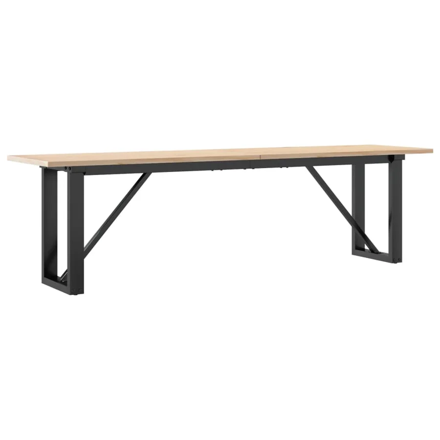 Table basse cadre en O 160x40x45 cm bois de pin massif et acier - 6