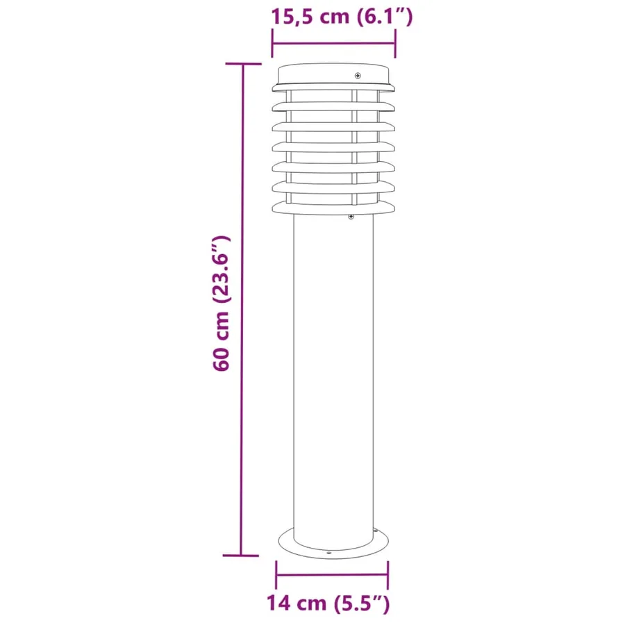 Lampadaire d'extérieur noir 60 cm acier inoxydable - 7