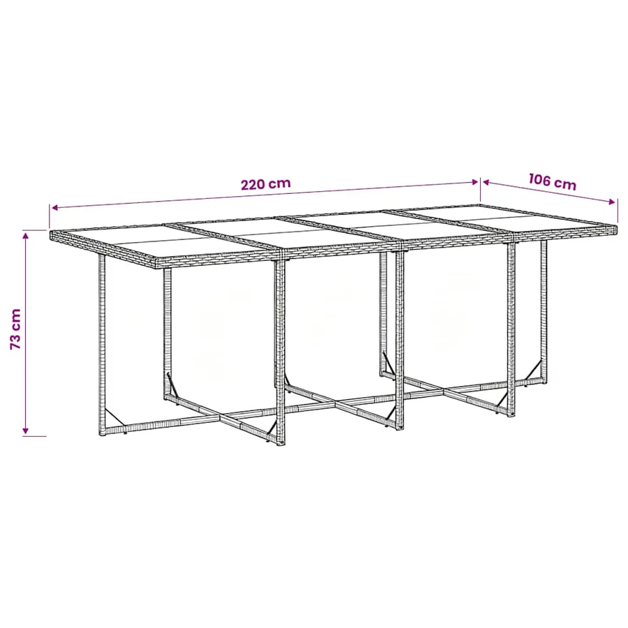 Ensemble à manger de jardin 9pcs coussins noir résine tressée - 6