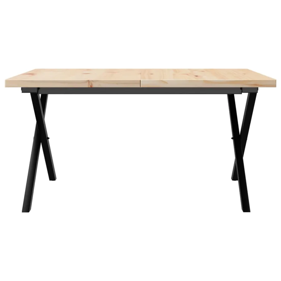 Table basse cadre en X 90x90x45,5cm bois de pin massif et acier - 4