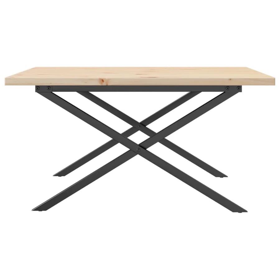 Table basse cadre en X 90x90x45,5cm bois de pin massif et acier - 5