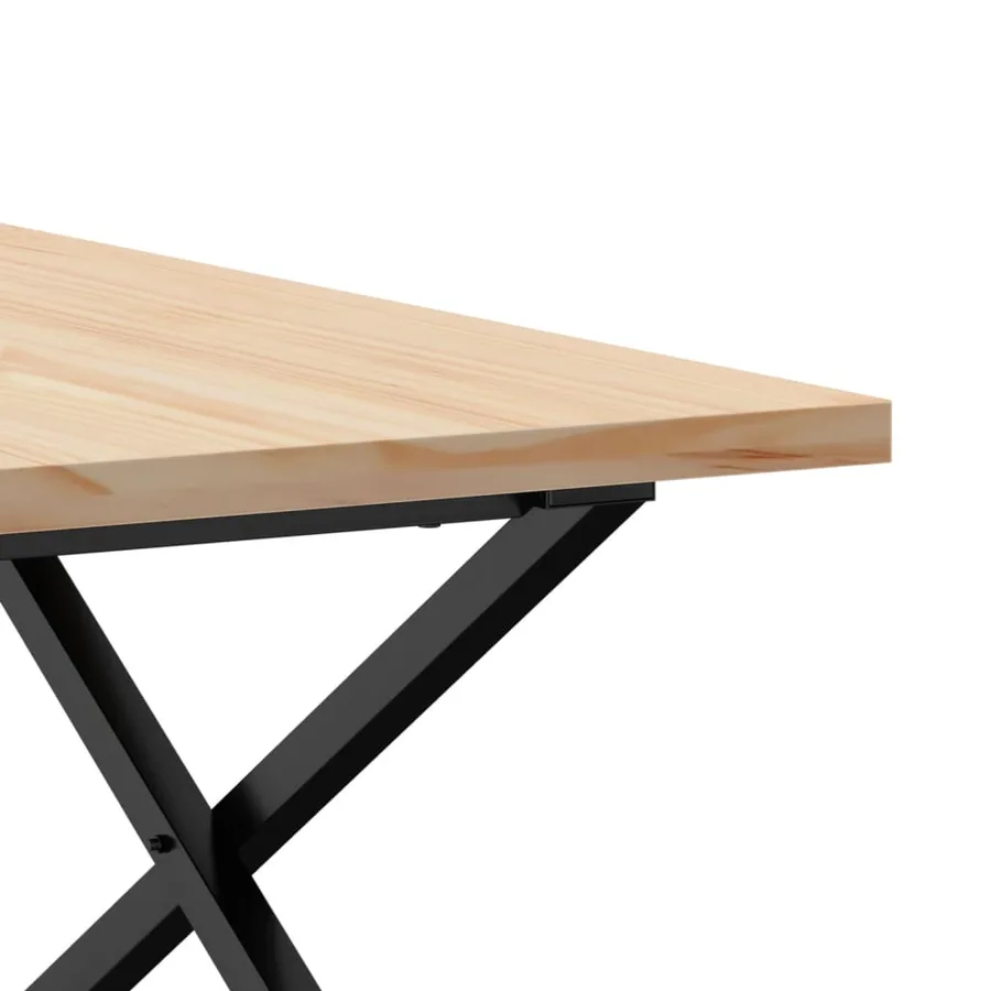 Table basse cadre en X 90x90x45,5cm bois de pin massif et acier - 7