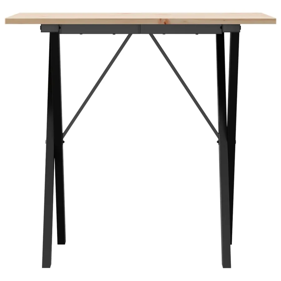 Table à manger cadre en X 80x50x75 cm bois de pin massif acier - 4