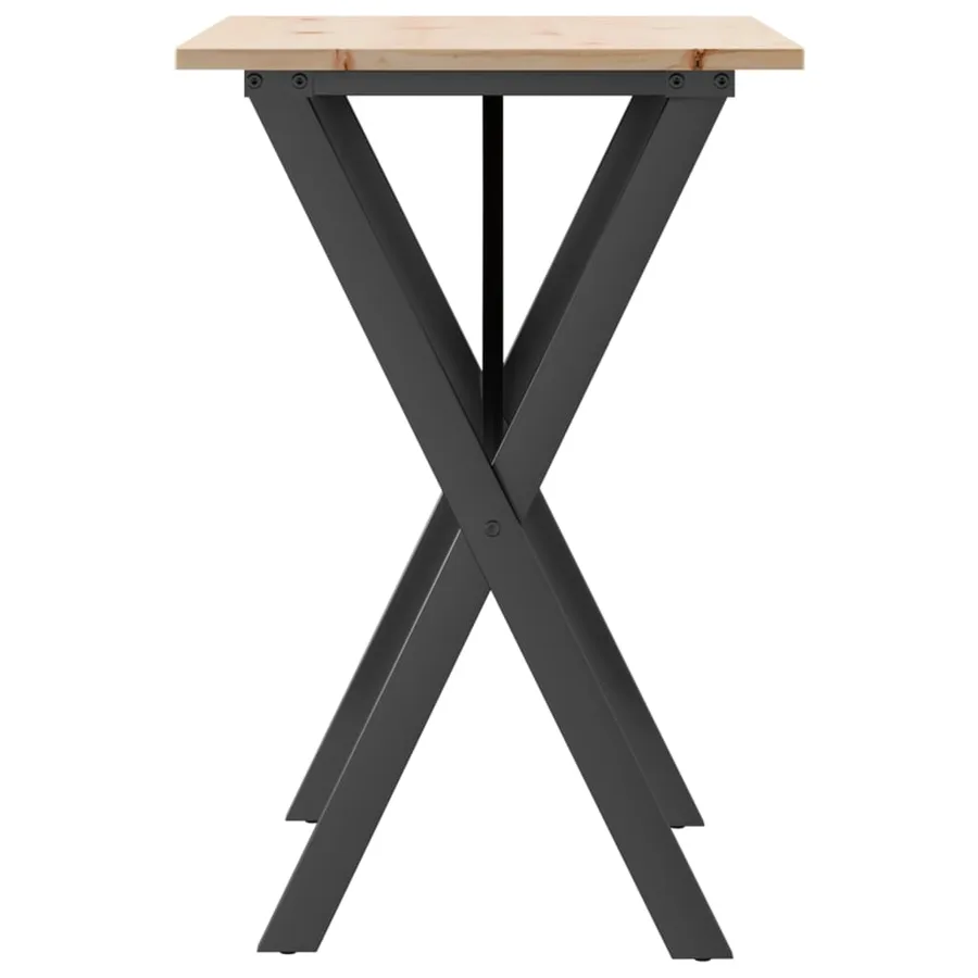 Table à manger cadre en X 80x50x75 cm bois de pin massif acier - 5