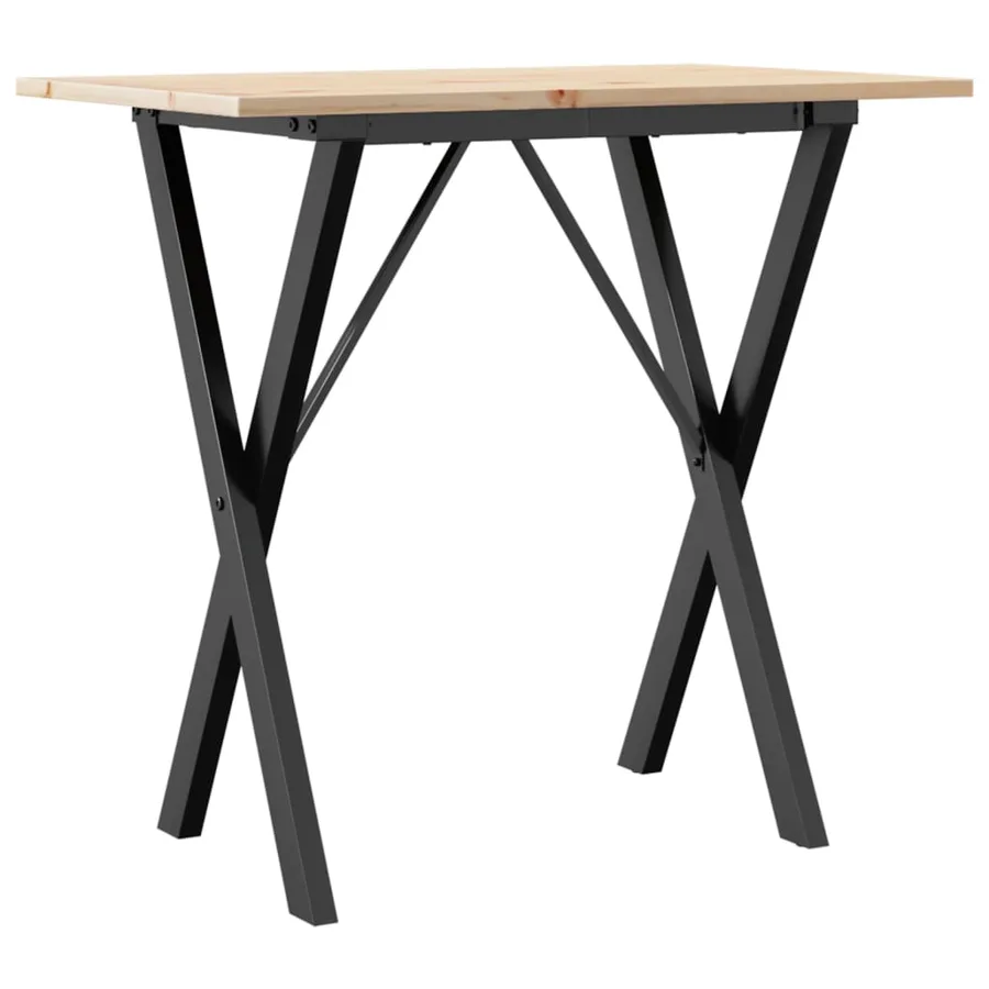 Table à manger cadre en X 80x50x75 cm bois de pin massif acier - 6