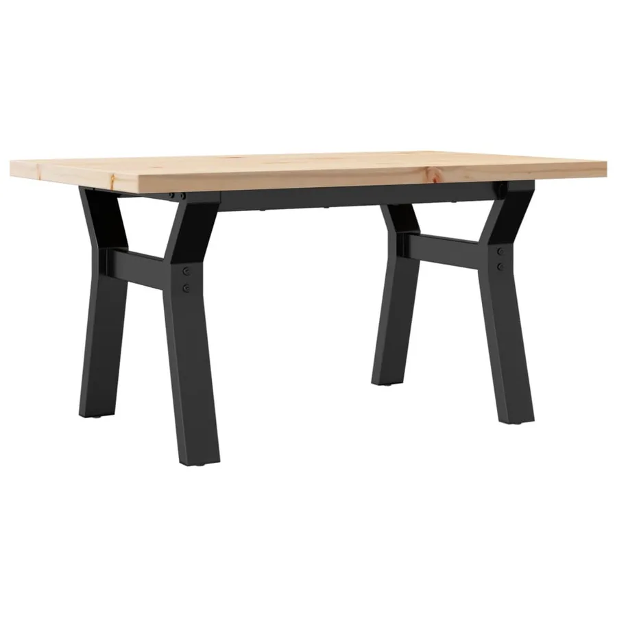 Table basse cadre en Y 80x50x40,5cm bois de pin massif et acier - 2